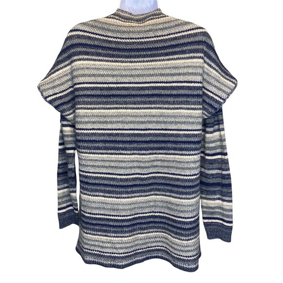 Renuar Women's Size Small Two Piece Sweater Set Blue Striped Layered Acrylic Set - Picture 5 of 10